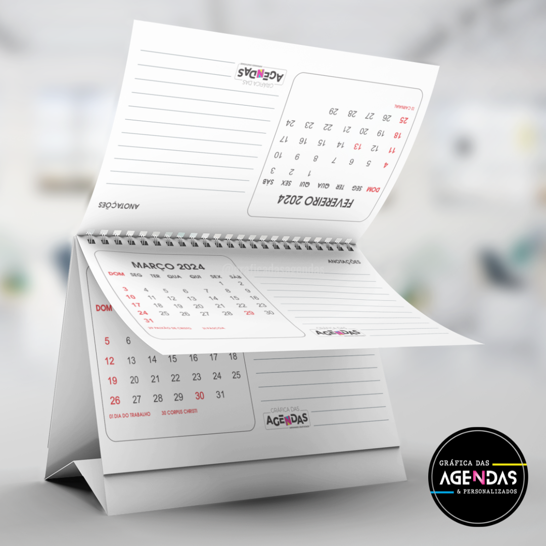 Calendário de Mesa 2026 - Modelo Anotações